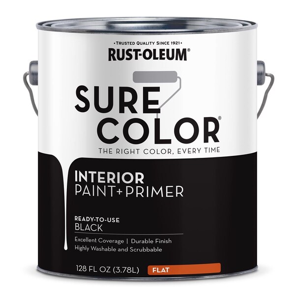 Rust-Oleum Sure Color Flat Black Water-Based Paint + Primer Interior 1 gal 380216 - main