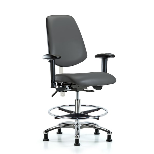 Blue Ridge Ergonomics Vinyl Clean Room Chair, Adjustable Arms BR-NCR-VMBCH-MB-CR-T0-A1-CF-RG-8823 - main