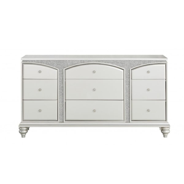 Homeroots 66" Platinum Manufactured Wood Nine Drawer Dresser 490459 - main