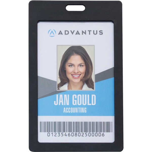 Advantus Vertical Rigid ID Badge Holder, Blk, PK6 97068 - main