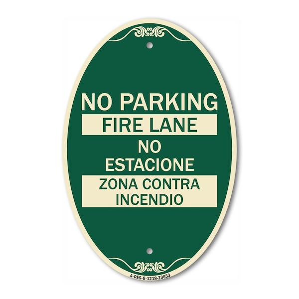 Signmission No Parking - Fire Lane - No Estacione Zona Co, 12 In X 18 In Architectural, Heavy Gauge Aluminum A-OV-G-1218-23633 - main