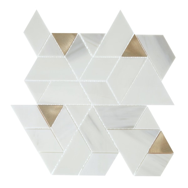 Daltile Pietra Divina Marble Natural Stone Spectrum Mosaic in Polished, Calacatta Dolomiti Gray Blend, 10PK DA57SPECTRUMS1L - main