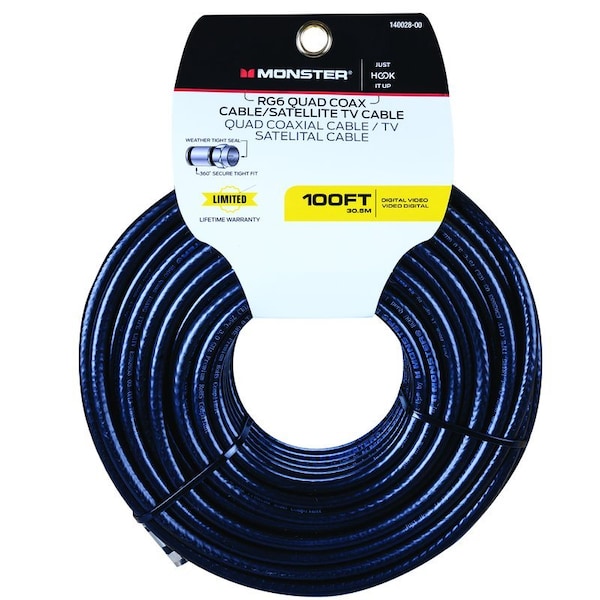 Monster Cable Just Hook It Up 100 ft. Weatherproof Video Coaxial Cable 140028-00 - main