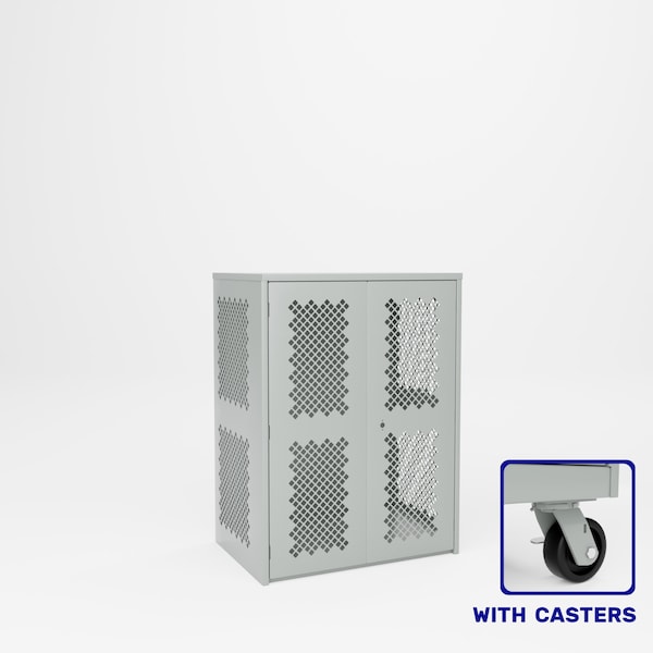 Pucel Heavy Duty Storage Cabinet with Casters, 36in W x 24in D x 54in H, Perforated Doors and Sides, Gray HDSC-3648-24-2C-PERF - main