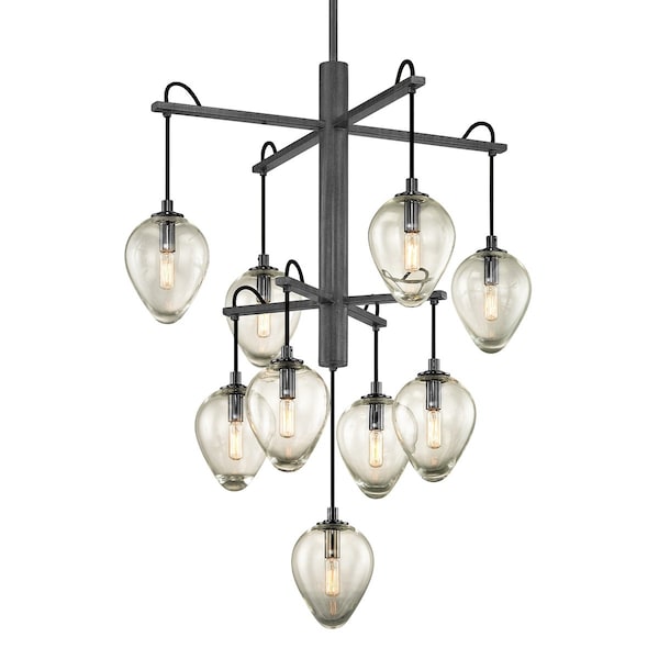 Troy Lighting Brixton 9 Light Chandelier 30.25 In. Graphite/Black Chrome F6207-GRA/BCR - main