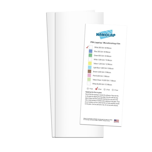 Nanolap PSA Lapping Film, 2 Pc 60 Micron (260 Grit), 4-0.25 in x 11 in Microfinishing Fine Sanding Paper 61609N - main