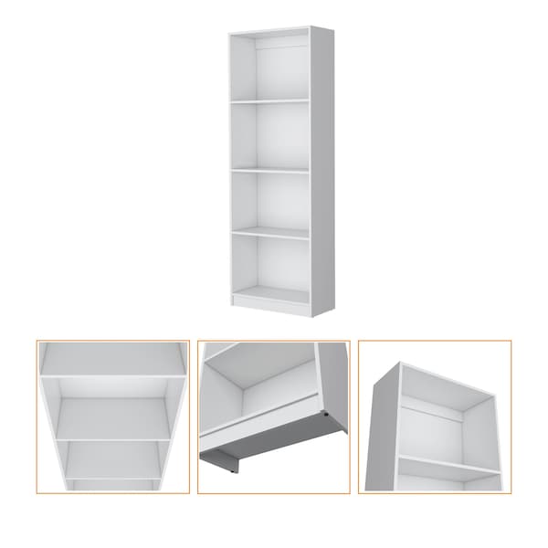 Homeroots 71" White Wood Four Tier Bookcase 546190 - main