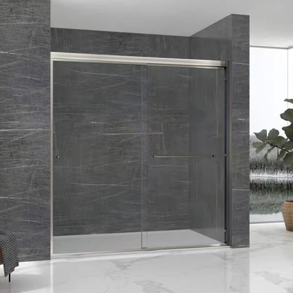 Fab Glass And Mirror Bypass Sliding Tub Shower Door Sorrento Economy Series Adjustable 56in-60in Width 58in Height - Se SHSO60X58BN - main