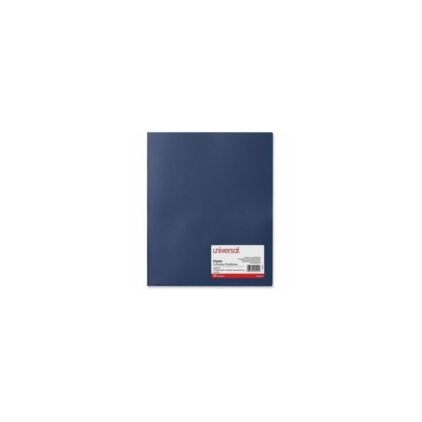 Universal Two-Pocket Plastic Folders, 11 x 8 1/2, Navy Blue, 10PK UNV20541 - main