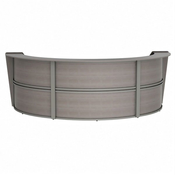 Linea Italia Reception Desk 71 in D X 46 in H, 11.9 ft W X Thermofused Laminate, Ash ZUD297 - main