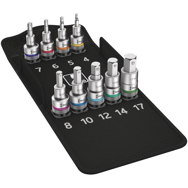 Wera 8740 C HF 1 Zyklop bit socket set with 1/2 in drive, with holding function, 9 pieces 5004201001 - main