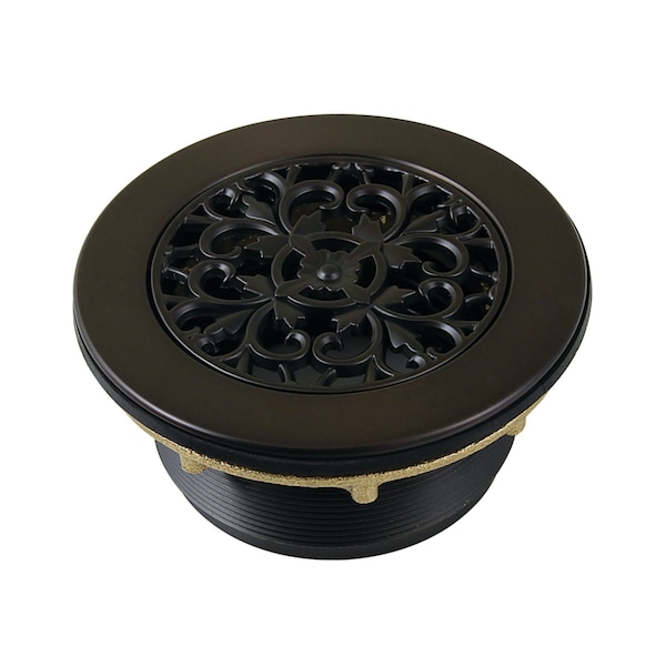 Kingston Brass 4-1/4" Brass Round Grid Shower Base Drain with Flange, Oil Rubbed Bronze BSFT4135 - main