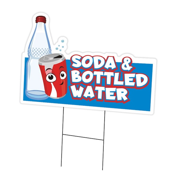 Signmission Soda & Bottled Water Die Cut Yard & Stake outdoor plastic window, 1824-Soda C-DC-1824-DS-Soda & Bottled Water19 - main