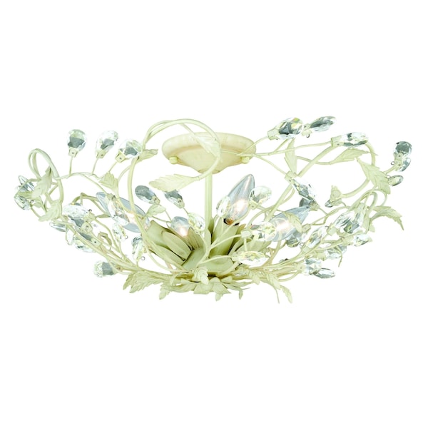 Vaxcel Jardin 19-in W Crystal Cream Vintage Vine Semi Flush Mount Ceiling Light C0024 - main