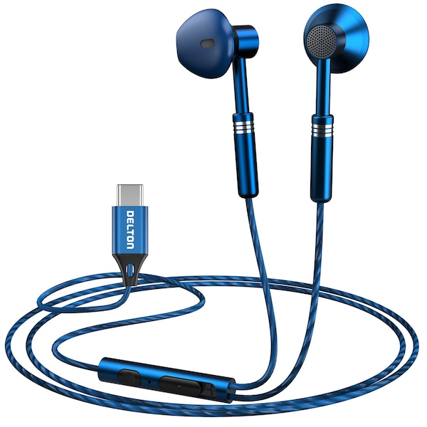 Delton USB-C Wired Computer Headset/Headphones with Microphone, Blue (DWH18ECBL) 18EC - main