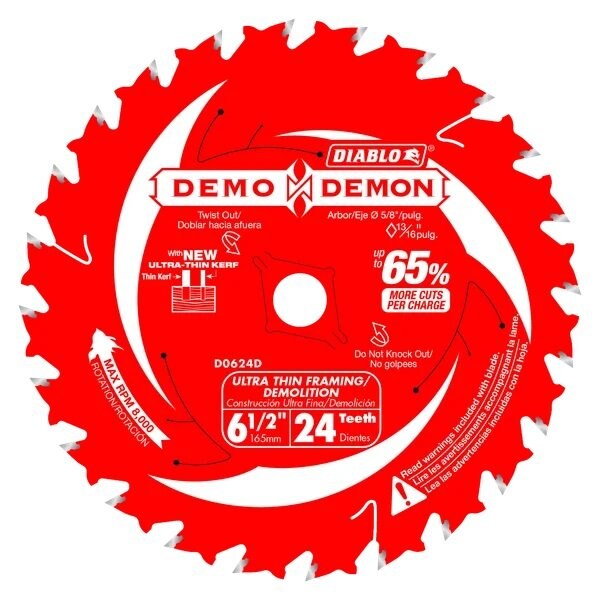 Diablo Tracking Point 6-1/2 in. D X 5/8 in. TiCo Hi-Density Carbide Framing Saw Blade 24 teeth 3 pk D0624X3 - main
