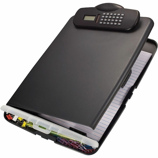 Oic Slim Clipboard Storage Box with Calculator, Charcoal Black OIC83306 - main