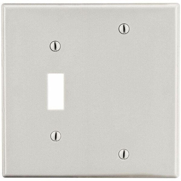 Hubbell Wiring Device-Kellems Wallplate, Mid-Size 2-Gang, 1) Toggle 1) Box Mount Blank, Light Almond PJ113LA - main