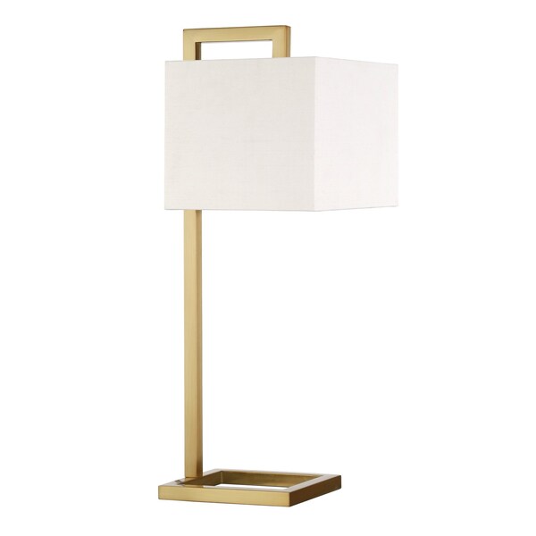 Homeroots 26" Gold Metal Arched Table Lamp With White Square Shade 524314 - main