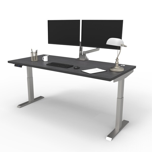 We'Re It Lift It Electric Sit Stand Desk, 46.25 H, 30 W X Laminate wood, metal, Brushed Silver VL22BS6030-6307 - main