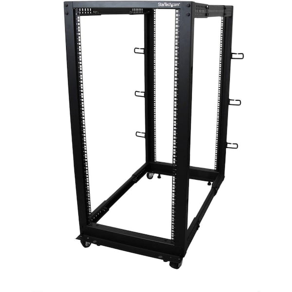 Startech.Com 25U Adjustable Depth Open Frame 4 Post Server Rack w/ Casters / Levelers and Cable Management Hooks 4POSTRACK25U - main