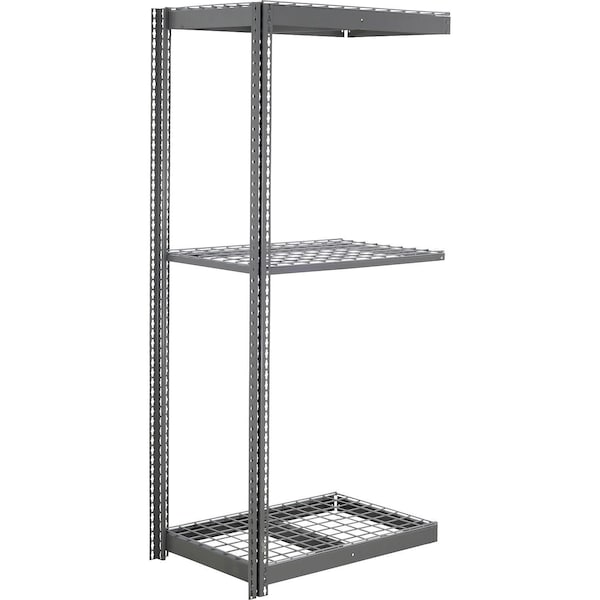 Global Industrial 3 Shelf, Commercial Duty Boltless Shelving, Add On, 48"W x 12"D x 72"H, Wire Deck B3165649 - main