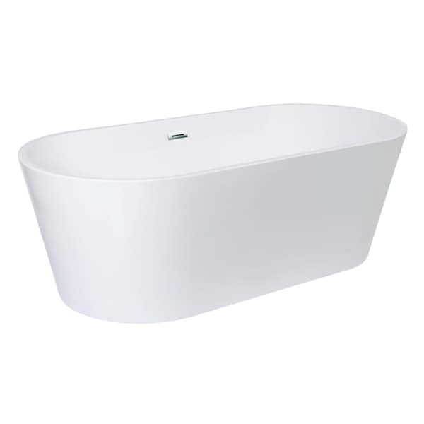Kingston Brass 71" Acrylic Oval Double Ended Freestanding Tub with Drain, Glossy White VTDE713223T - main