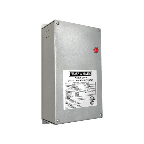 Phase-A-Matic Phase Converter, Static, 208/230V AC, 208/230V AC, 15A, 3.2A UL-100HD - main