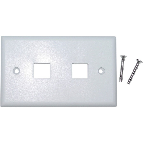 Cable Wholesale Keystone Wall Plate, White, 2 Port, Single Gang 301-2K-W - main