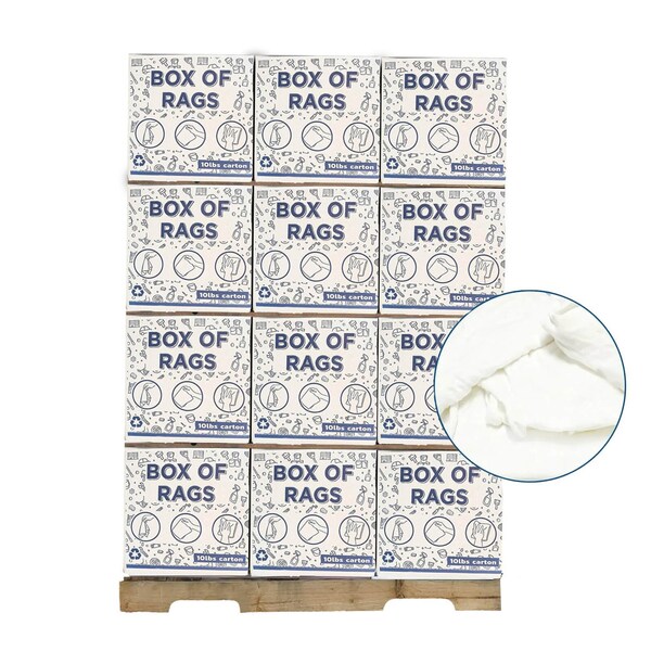 Supremeplus Recycled White Knit T-Shirt Cleaning Rags, 720 lbs. Pallet, 72 x 10 lbs. Boxes, 72PK SP-8209 - main