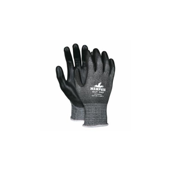 Mcr Safety CutPro 92723PU 13-ga HyperMax PU Coated Gloves, Medium, Salt-and-Pepper/Black, 12PK 127-92723PUM - main