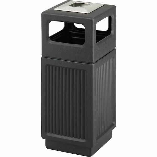 Safco Canmeleon 15 gal Square Outdoor Can, Black, None, Plastic, 13 3/4 in 9474BL - main