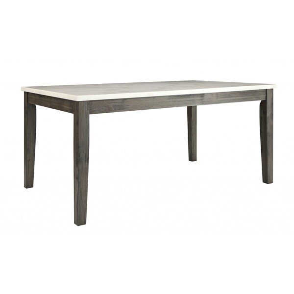 Homeroots 64" White And Gray Marble And Solid Wood Dining Table 319145 - main