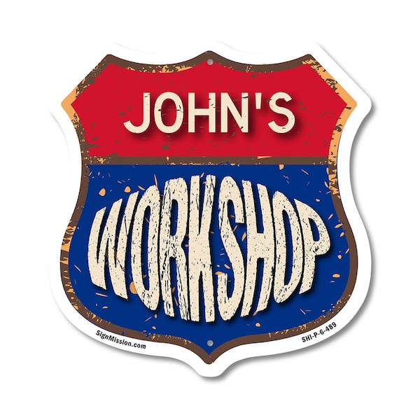 Signmission John's Workshop, 6 Inch X 6 Inch, Plastic Sign SHI-P-6-489-JOHN - main