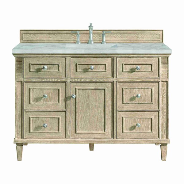 James Martin Vanities Lorelai 48'' S Vanity, Whitewashed Oak w/ Victorian Sil Silestone Top w/FreePower Wireless Charger 424-V48-WWO-FVSL - main
