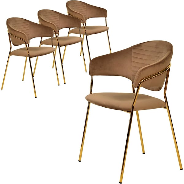 Leisuremod Bella Collection Modern Dining Chair in Brown, 4PK BC21BR4 - main