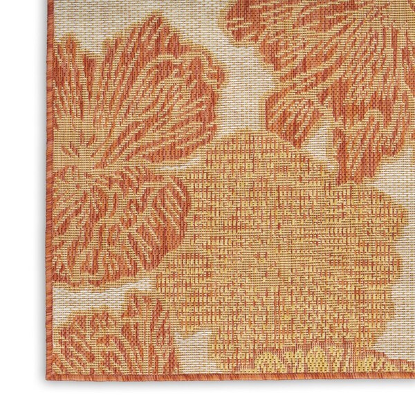 Homeroots 8' X 10' Coral And Beige Floral Indoor Outdoor Area Rug 550244 - main
