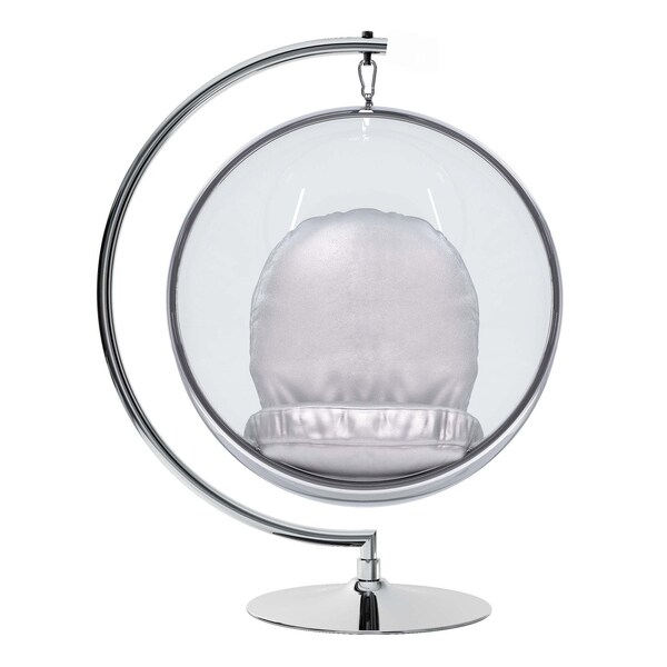 Homeroots 42" Silver Faux Leather Balloon Chair 520609 - main