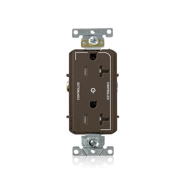 Leviton Dec Plus Rec 20A 125V TR 2Mrk-Ctrl Brn TDR20-S2 - main