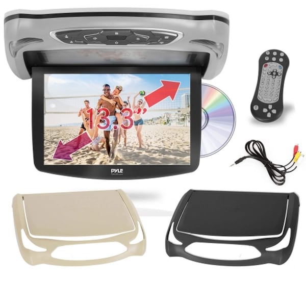 Pyle PyleCar Roof Mount DVD Player Monitor - 13.3 inch, LCD Flip Down Screen, HDMI/USB/SD, Built-in IR PLRD146 - main