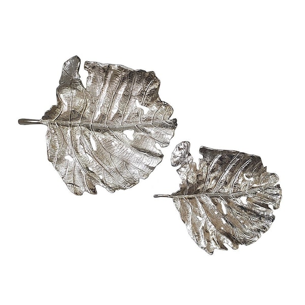 Homeroots Set of Two Gray Aluminum Novelty Hanging Dimensional Sculpture, 2PK 401276 - main