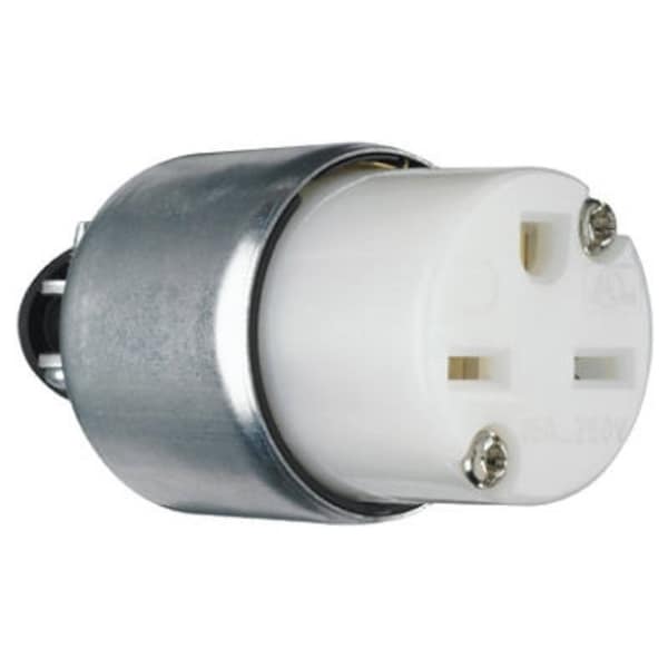 Legrand Straight Blade Connector, 6-15R, 15 A, 250V AC, 2 Pole, 3 Wire, White PS615CACC20 - main