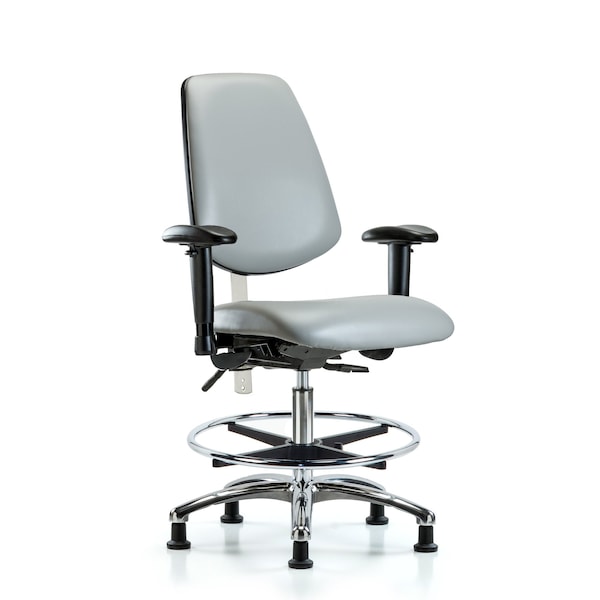 Blue Ridge Ergonomics Clean Room Chair Vin Med Ben Chair, Med, Bk, Dov, CL100, Adjustable Arms, 22" to 29" Height, Vinyl BR-NCR-VMBCH-MB-CR-T1-A1-CF-RG-8567 - main