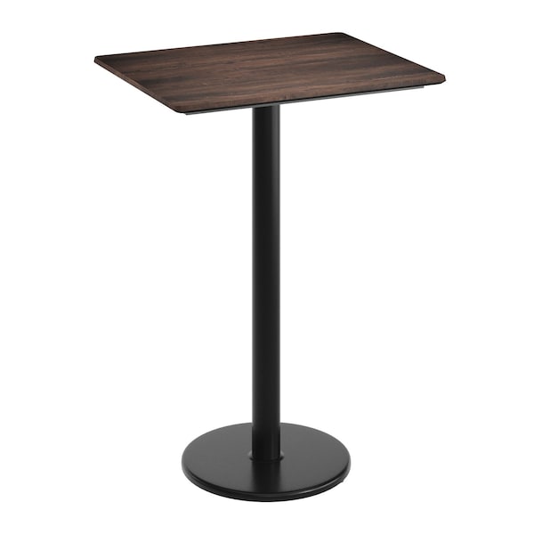 Flash Furniture 30" x 24" Tabletop, Seamless Surface Technology, Dark Brown with 18" Round Black Bar Height Base ST-REC2430-WBR-TR18B-GG - main