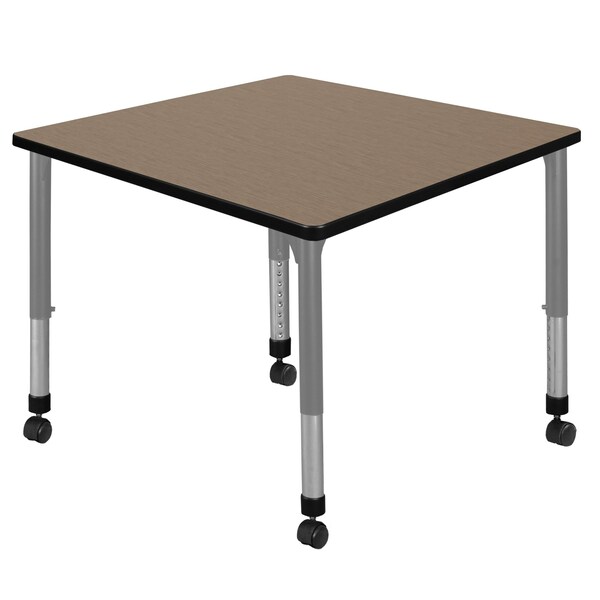 Regency Square Kee Height Adjustable Mobile Classroom Activity Table, 36 in W, 36 in L, Noble Oak TB3636NOAPCGY - main