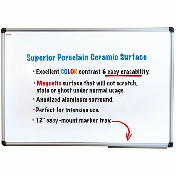 Floortex Board & Marker Tray, 36 in, Porcelain Frame, White FCVPM3624A - main