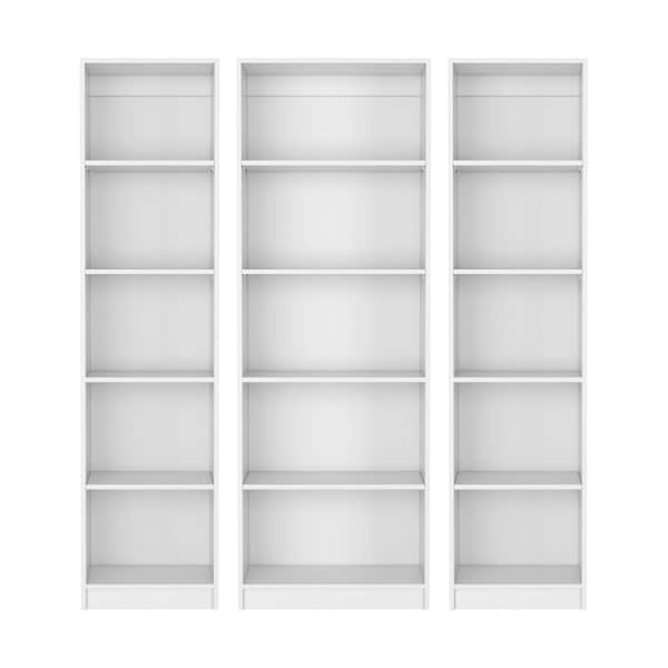Homeroots Set of Three White Wood Five Tier Modular Bookcase, 3PK 546619 - main