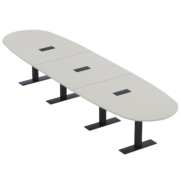 Skutchi Designs 16 Person Conference Table With Power Unit | 16' Boval Table | Harmony Series HAR-BOVL-48X192-T.BK-U779-EBLK - main