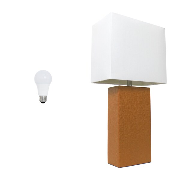 Homeroots 21" Tan Table Lamp LED With White Shade 642968 - main