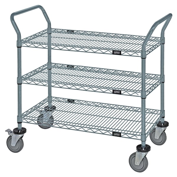 Quantum Storage Systems WIRE SHELVING MOBILE CART W/3 SHELVES GRAY EPOXY WRC-2148GY-3 - main